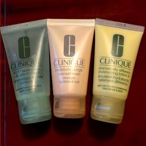 Cleanser, overnight mask, moisturizing lotion
